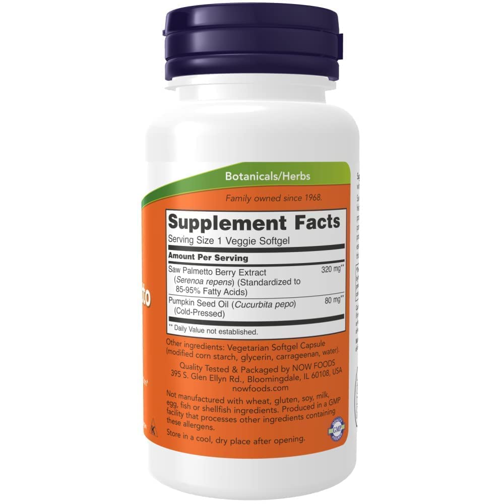 NOW Foods Saw Palmetto 90g side view