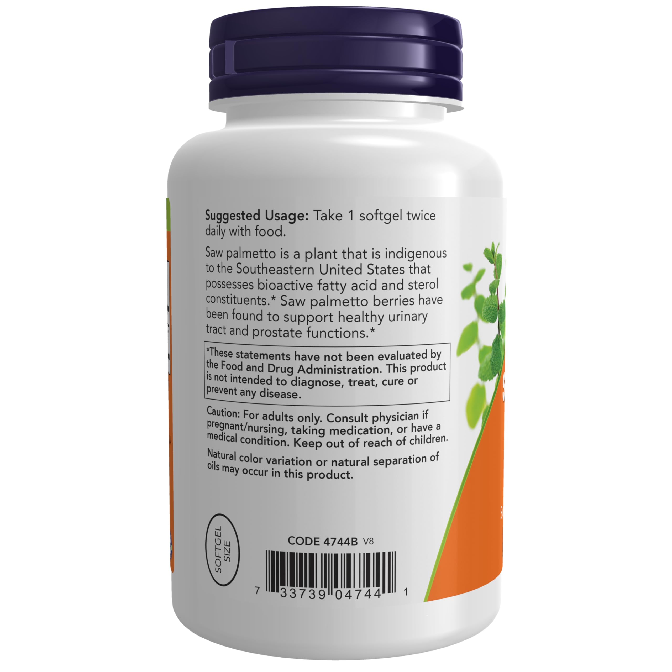 NOW Foods Saw Palmetto Extract 150g softgel capsules packaging