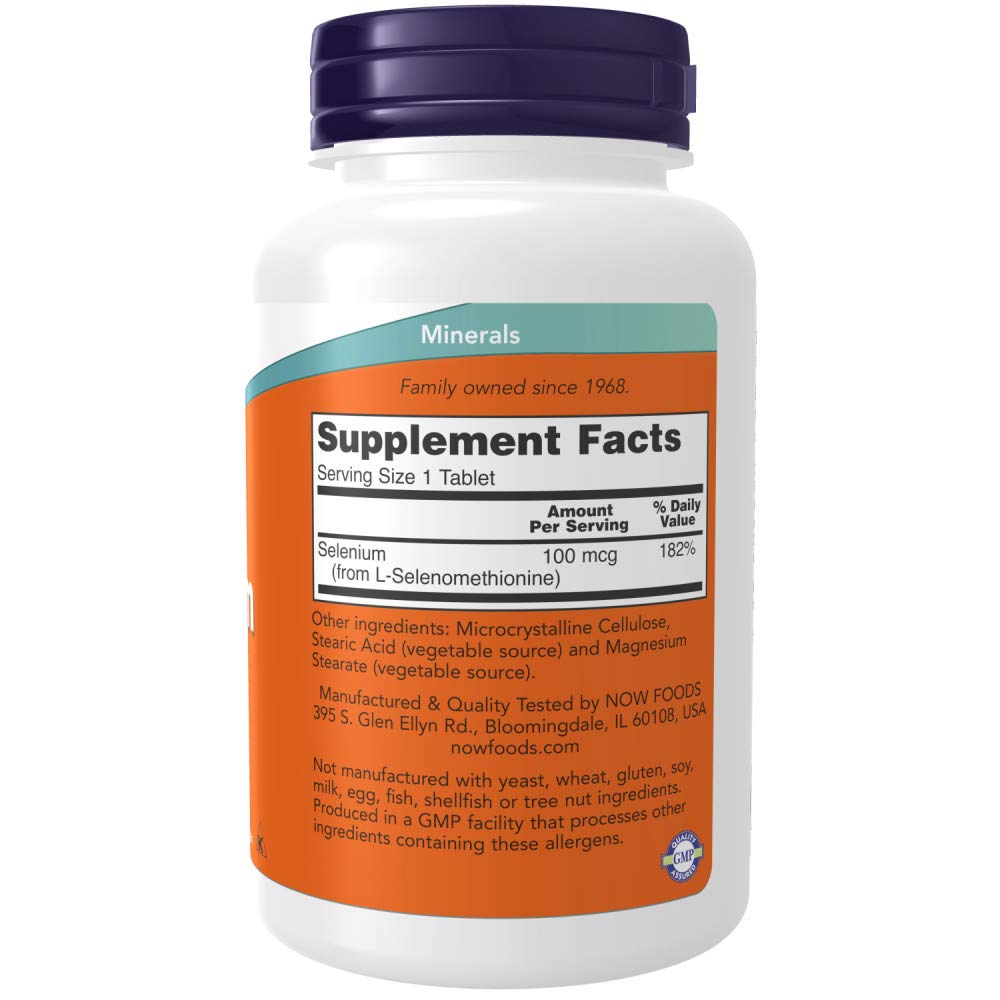 NOW Foods Selenium 100 mcg tablets side view