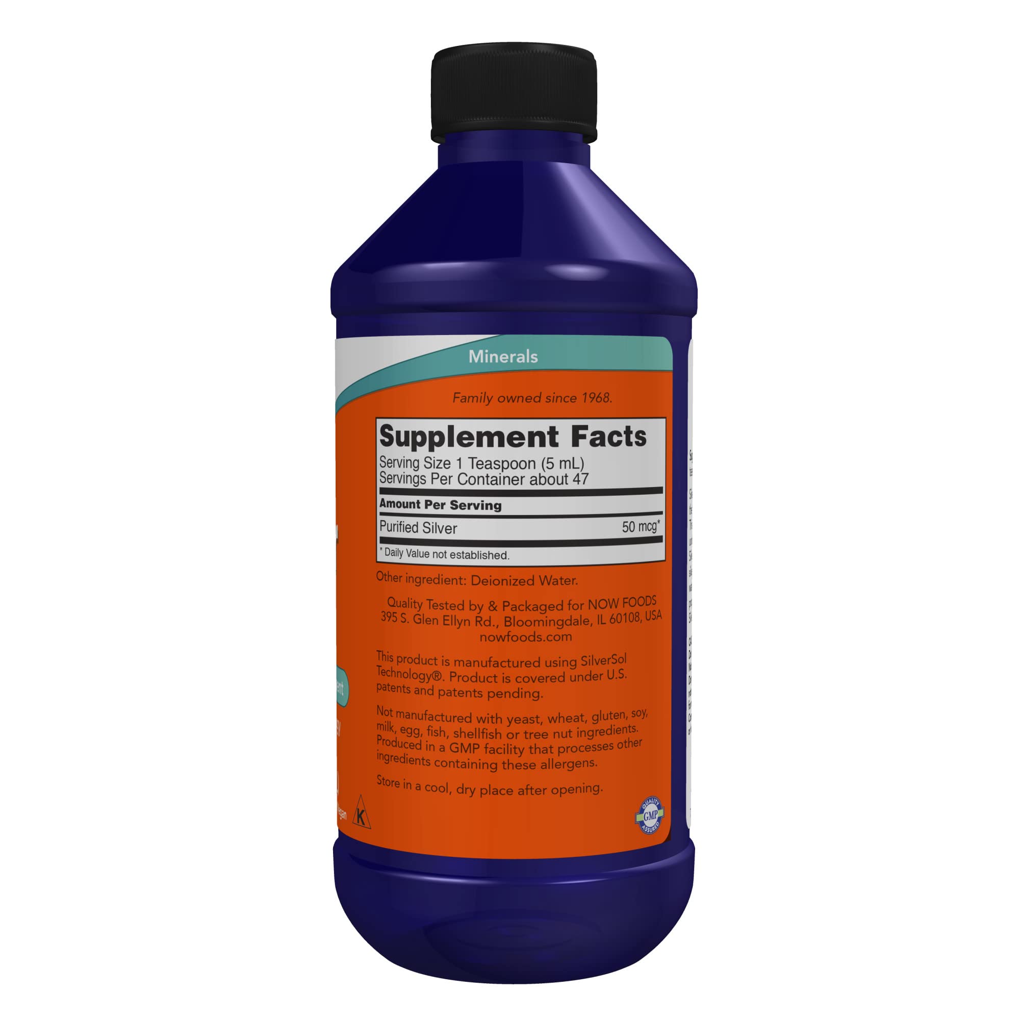 NOW Foods Silver Sol Colloidal Silver 272g side view