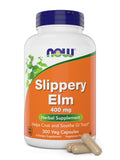 NOW Foods Slippery Elm 400 mg 300 Vegetarian Capsules front view
