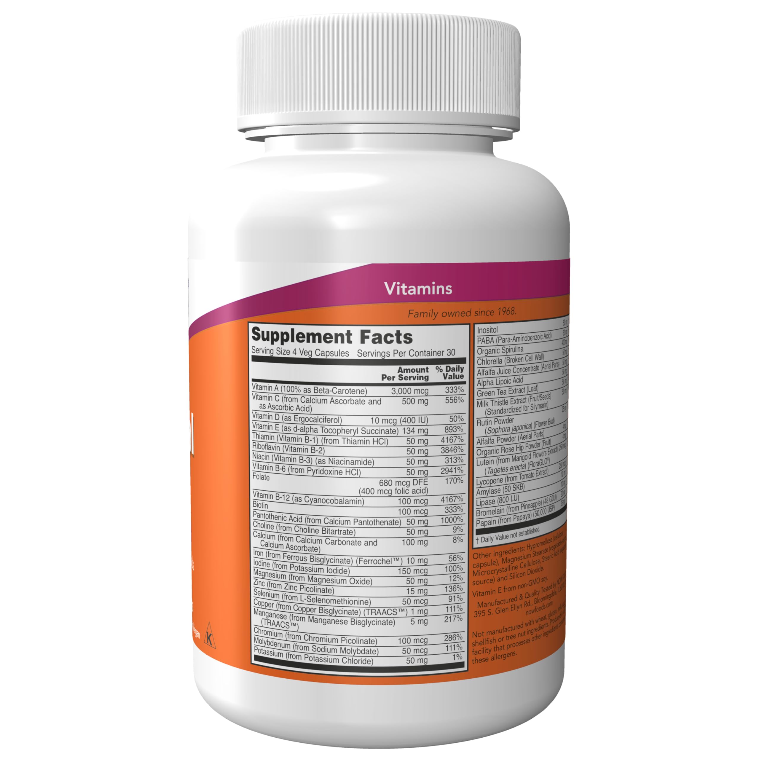 NOW Foods Special Two Multivitamin 120g side view