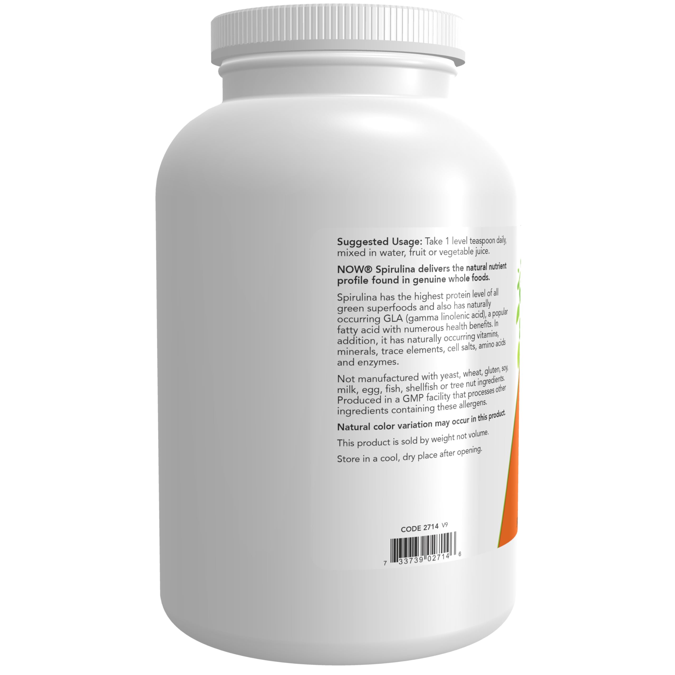 NOW Foods Spirulina Powder scoop with powder