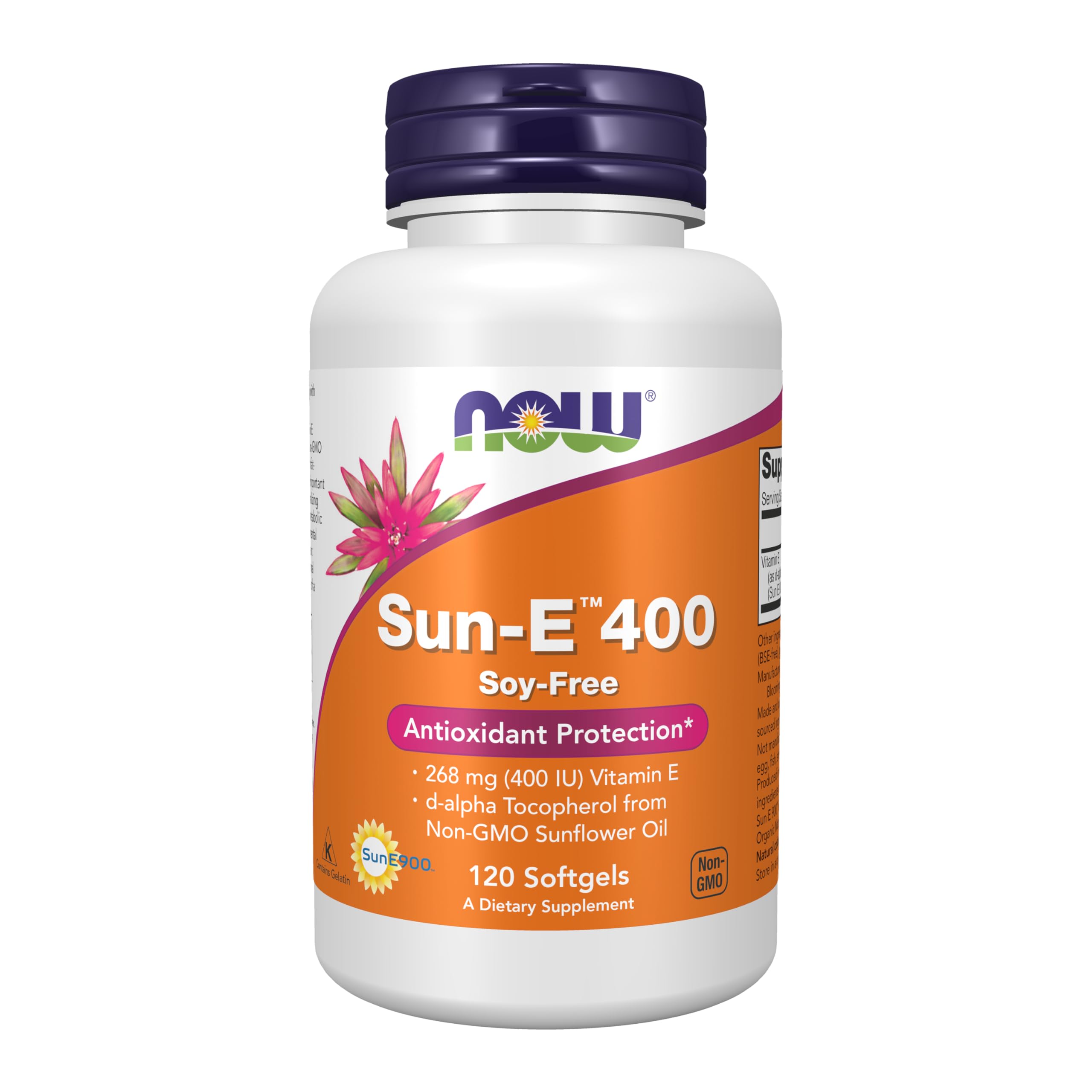 NOW Foods Sun-E 400 Vitamin E softgels front view
