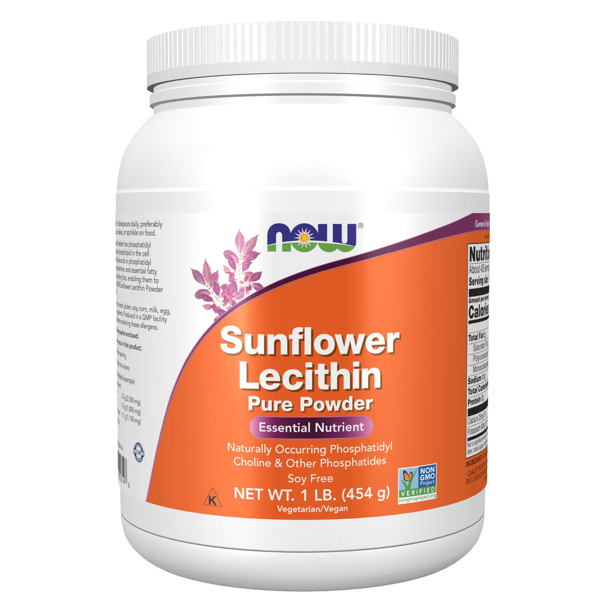 NOW Foods Sunflower Lecithin Powder 544g front view