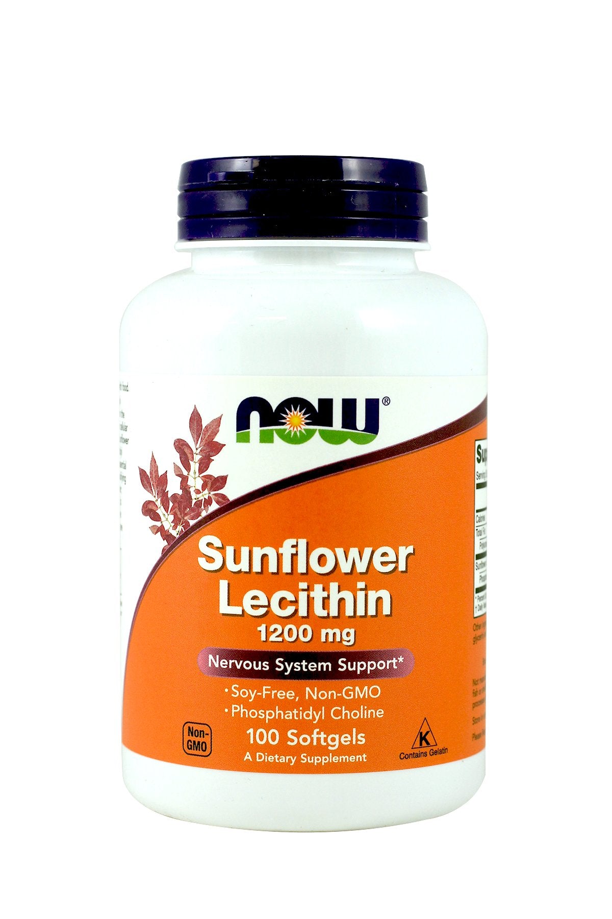 NOW Foods Sunflower Lecithin Softgels 1,200mg front view