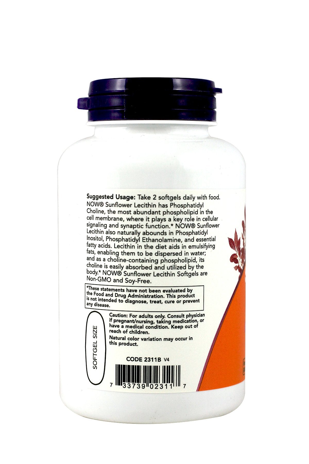 NOW Foods Sunflower Lecithin Softgels 1,200mg packaging