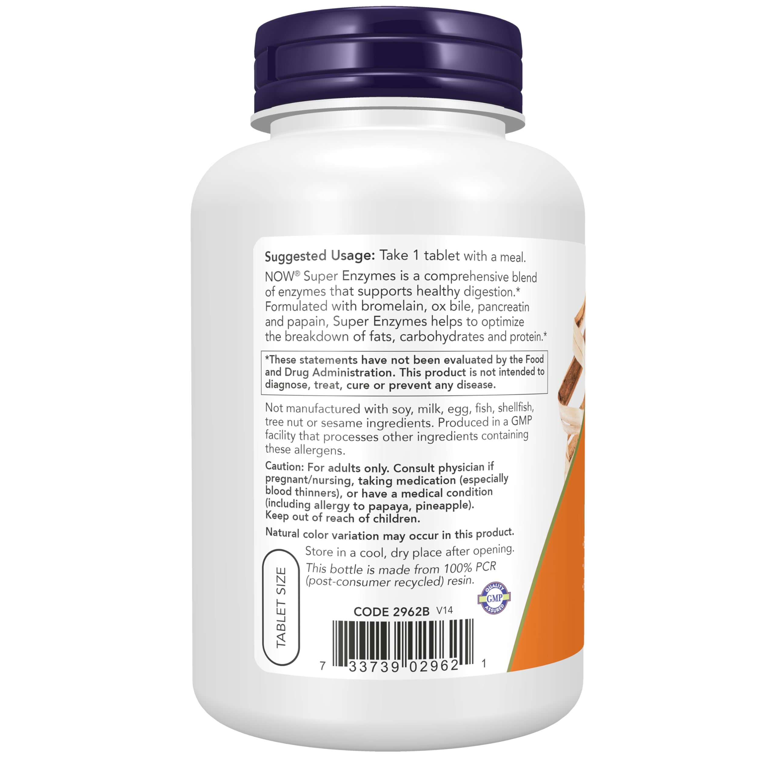 NOW Foods Super Enzymes 200g tablets close-up