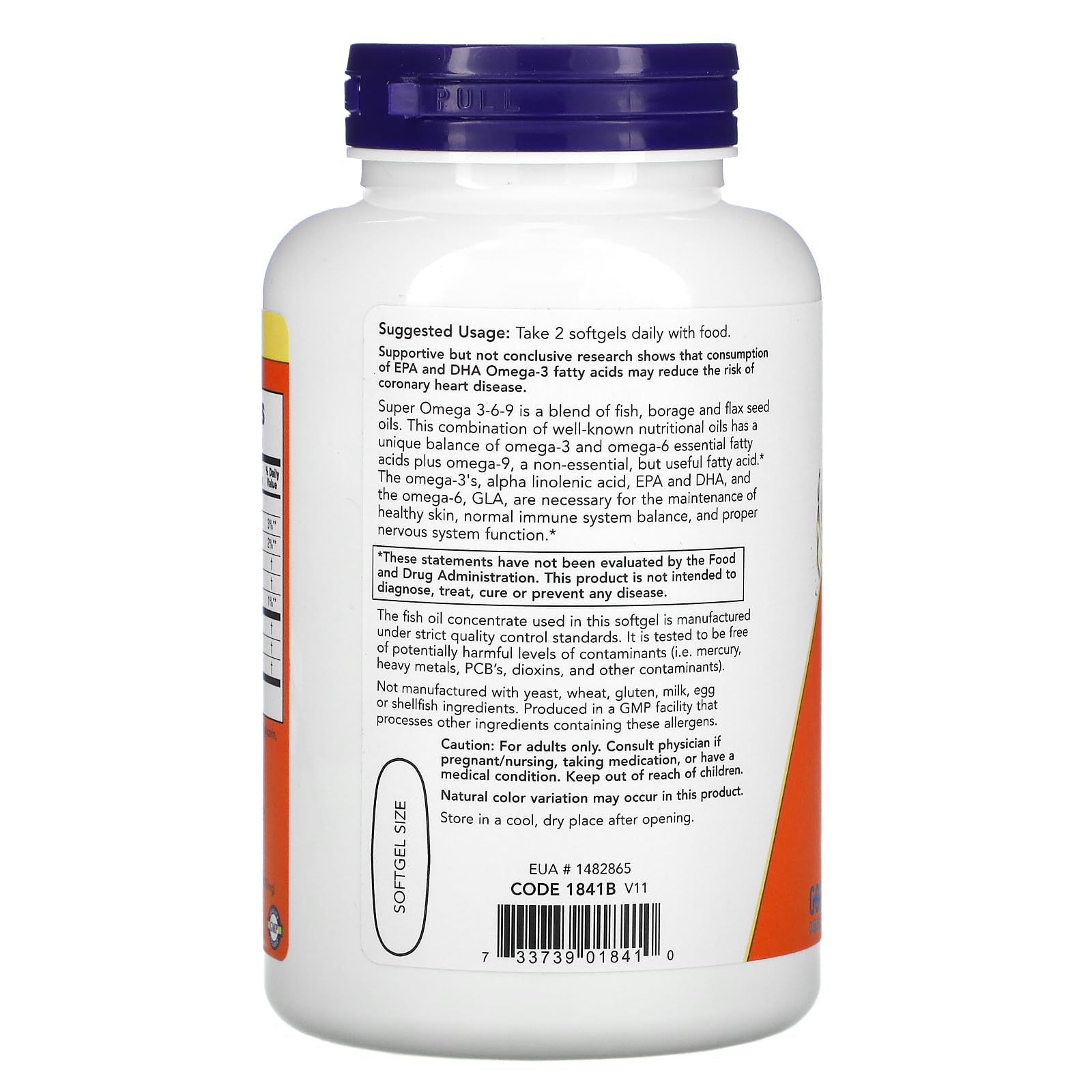 NOW Foods Super Omega 3.6-9 softgels close-up of softgel capsule