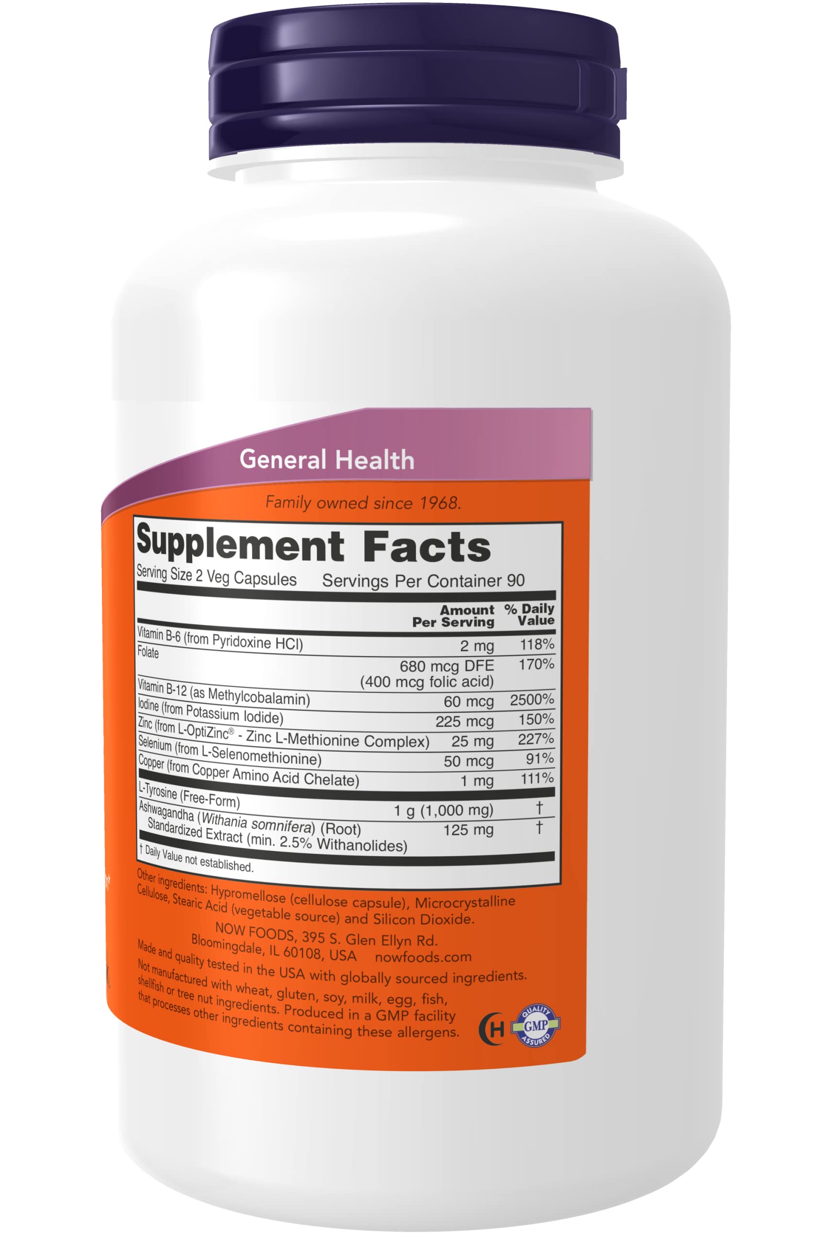 NOW Foods Thyroid Energy 180 Vcaps side view