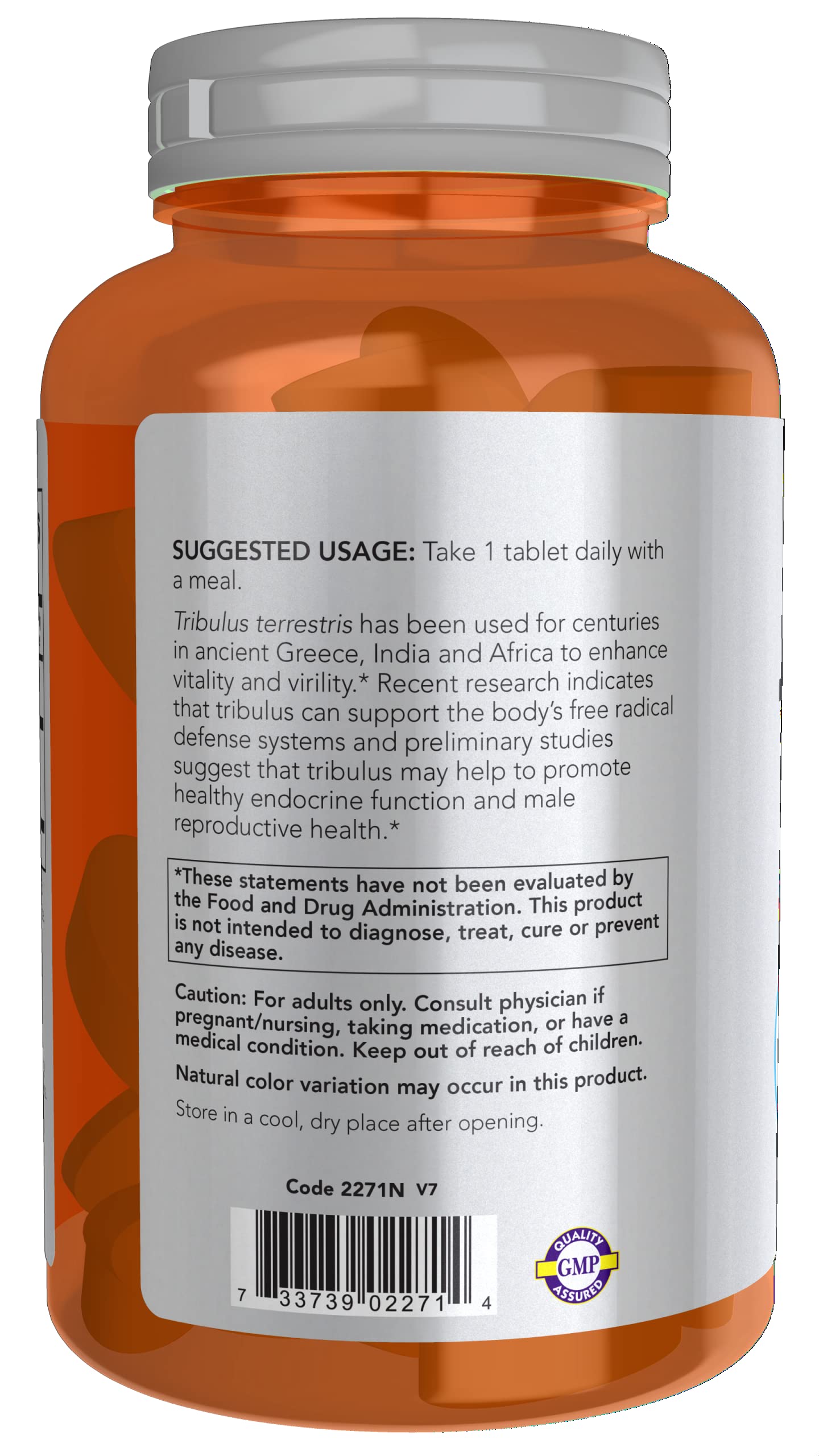 NOW Foods Tribulus 1000 mg Standardised Extract back view