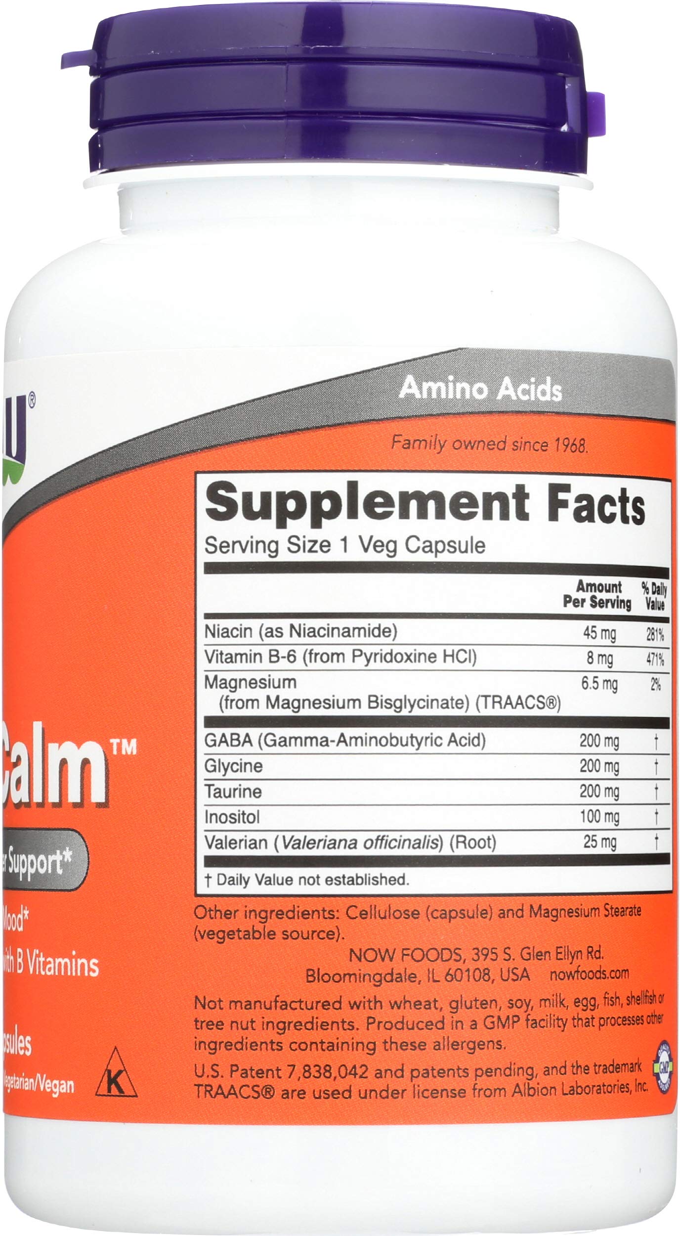 NOW Foods True Calm Amino daily wellness 90 Caps capsules close-up