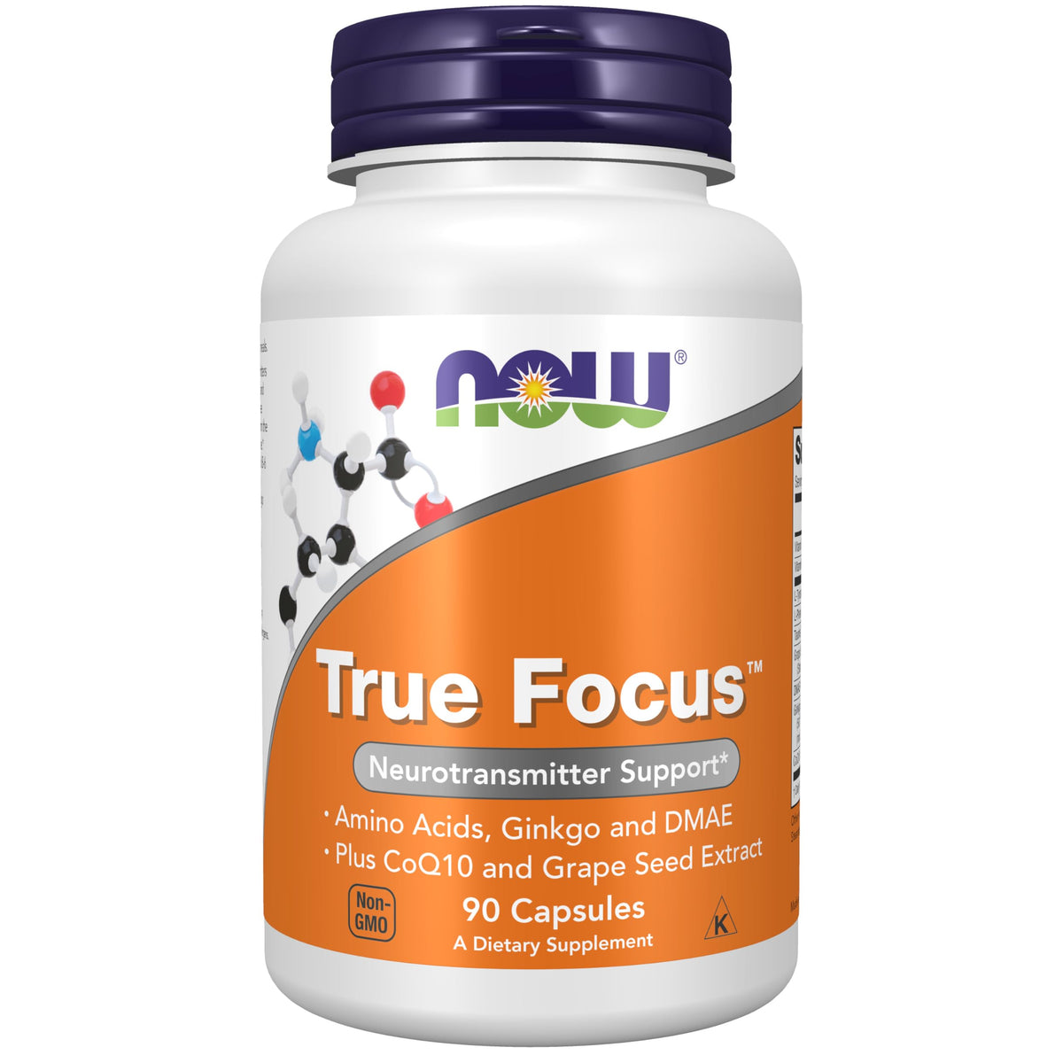 NOW Foods True Focus 90 VCaps front view with label