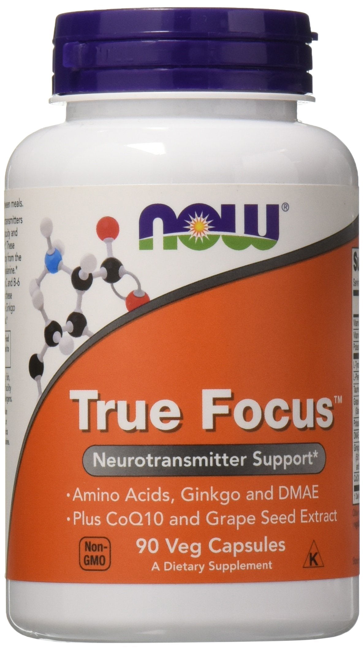 NOW Foods True Focus 90 Veg Capsules front view