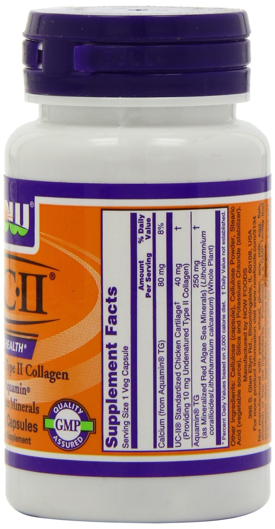 NOW Foods UC-II Collagen 60 VegiCaps back view