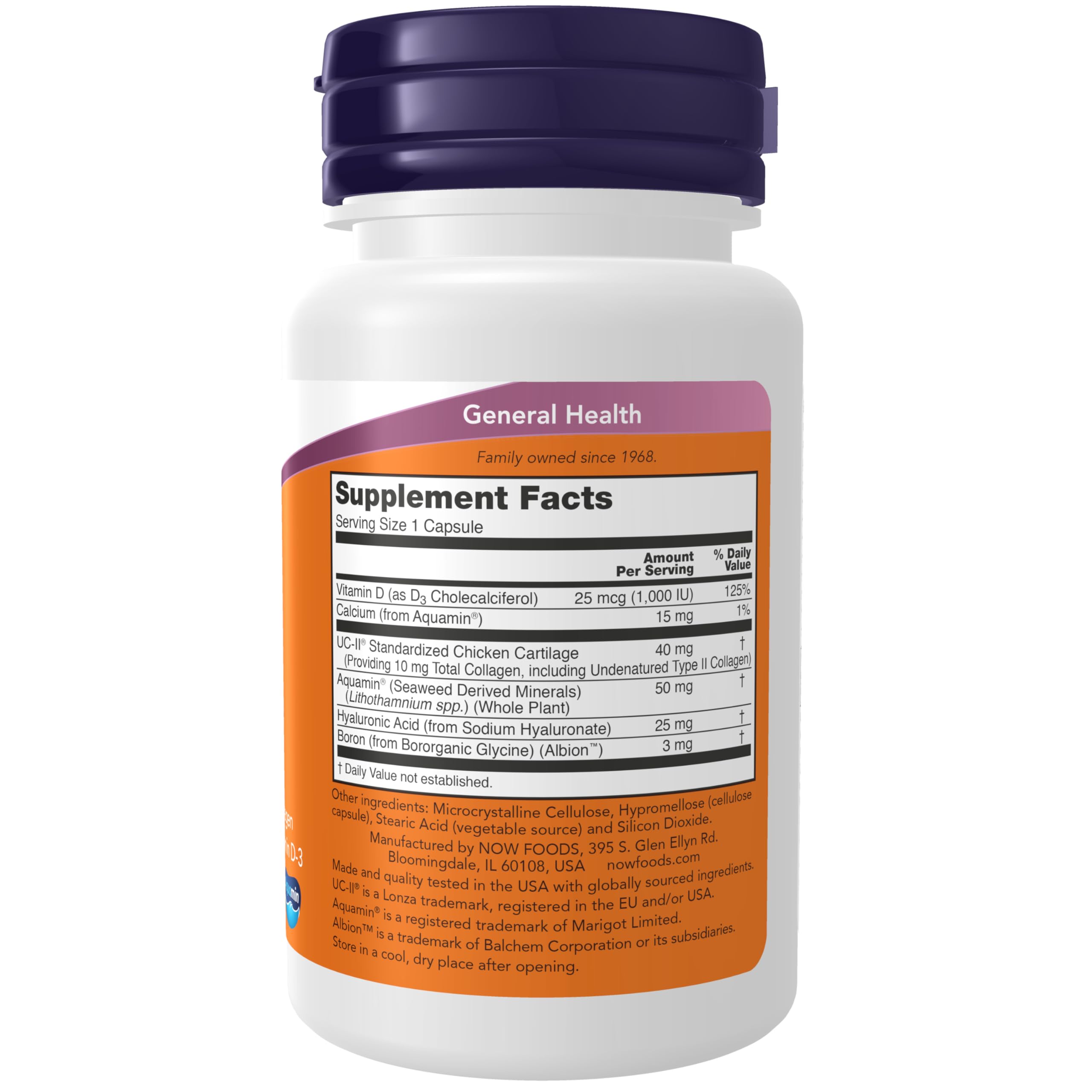 NOW Foods UC-II Joint Relief 40mg capsules side view