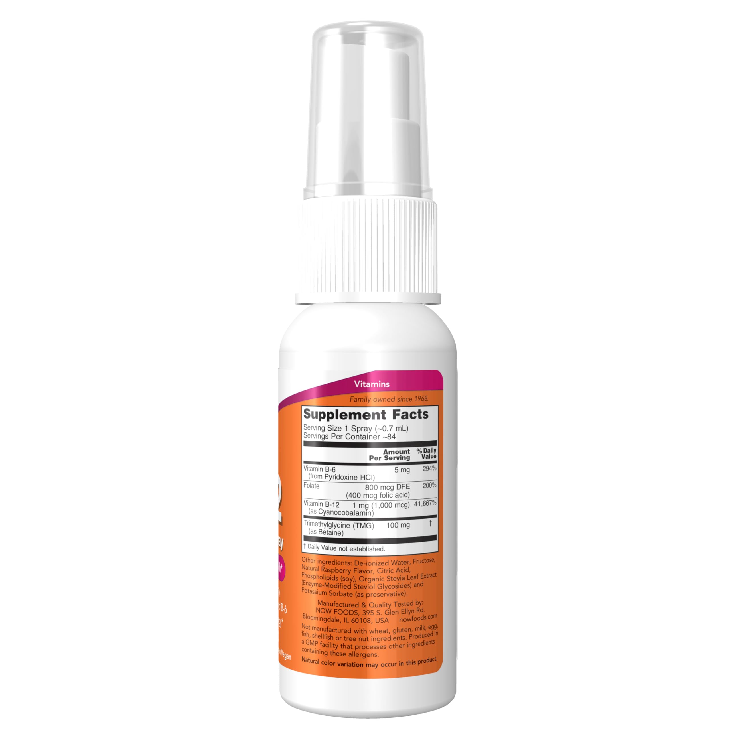 NOW Foods Vitamin B-12 Liposomal Spray 1000 mcg side view