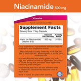NOW Foods Vitamin B-3 Niacinamide 500mg capsules side view