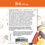 NOW Foods Vitamin B-6 100mg capsules bottle with label