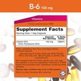 NOW Foods Vitamin B-6 100mg capsules side view