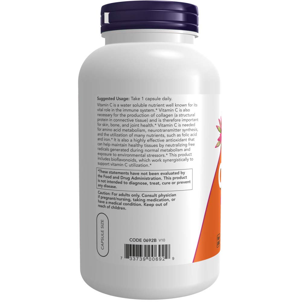 NOW Foods Vitamin C-1000 bottle side view