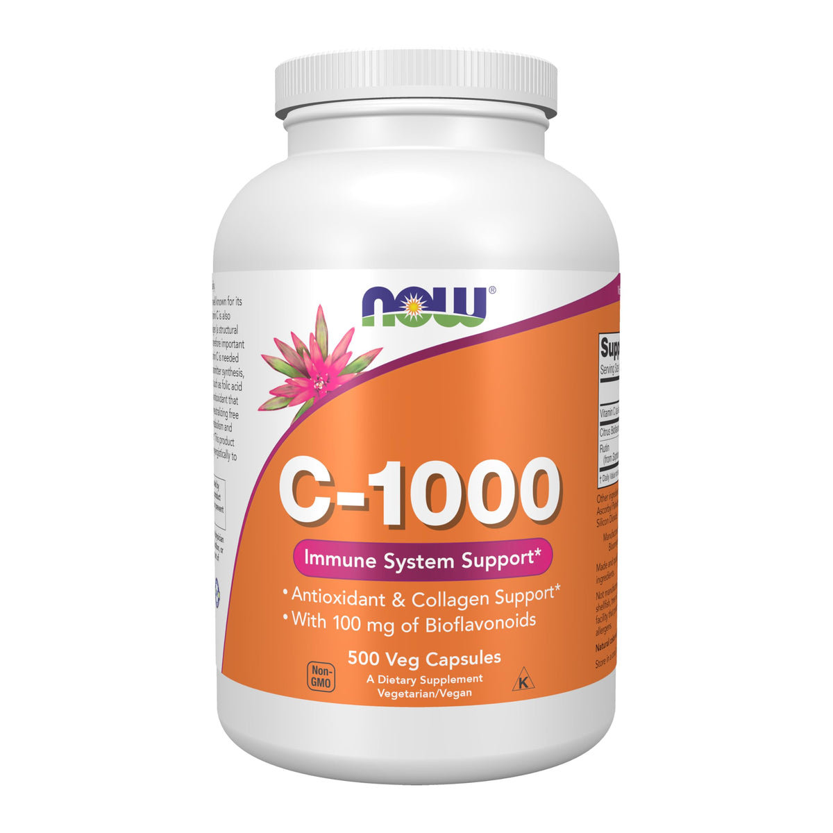 NOW Foods Vitamin C-1000 Capsules 500 Count front view