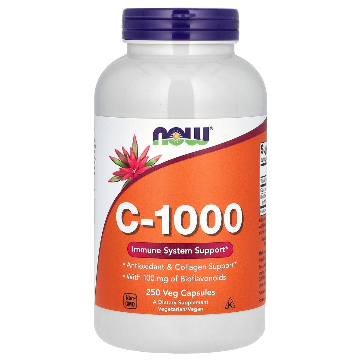 NOW Foods Vitamin C 1000mg 250 Capsules front view