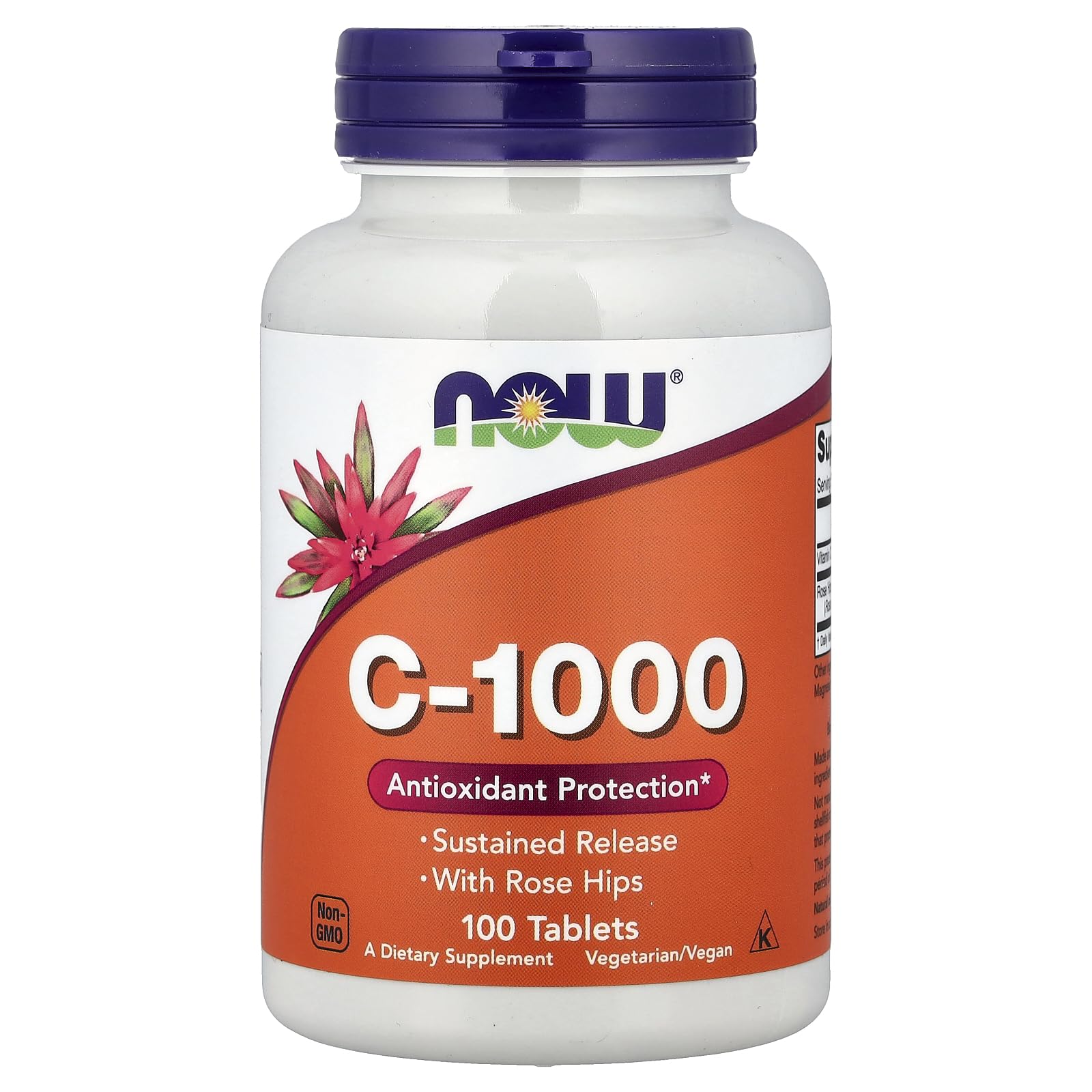 NOW Foods Vitamin C C-1000 100 Tablets front view