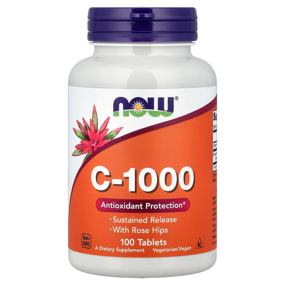 NOW Foods Vitamin C C-1000 100 Tablets front view
