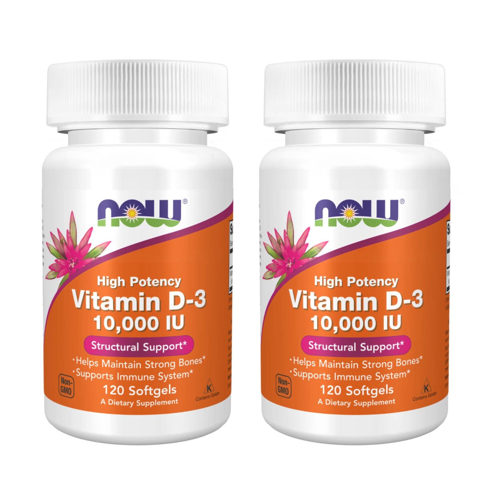 NOW Foods Vitamin D-3 softgels bottle front view