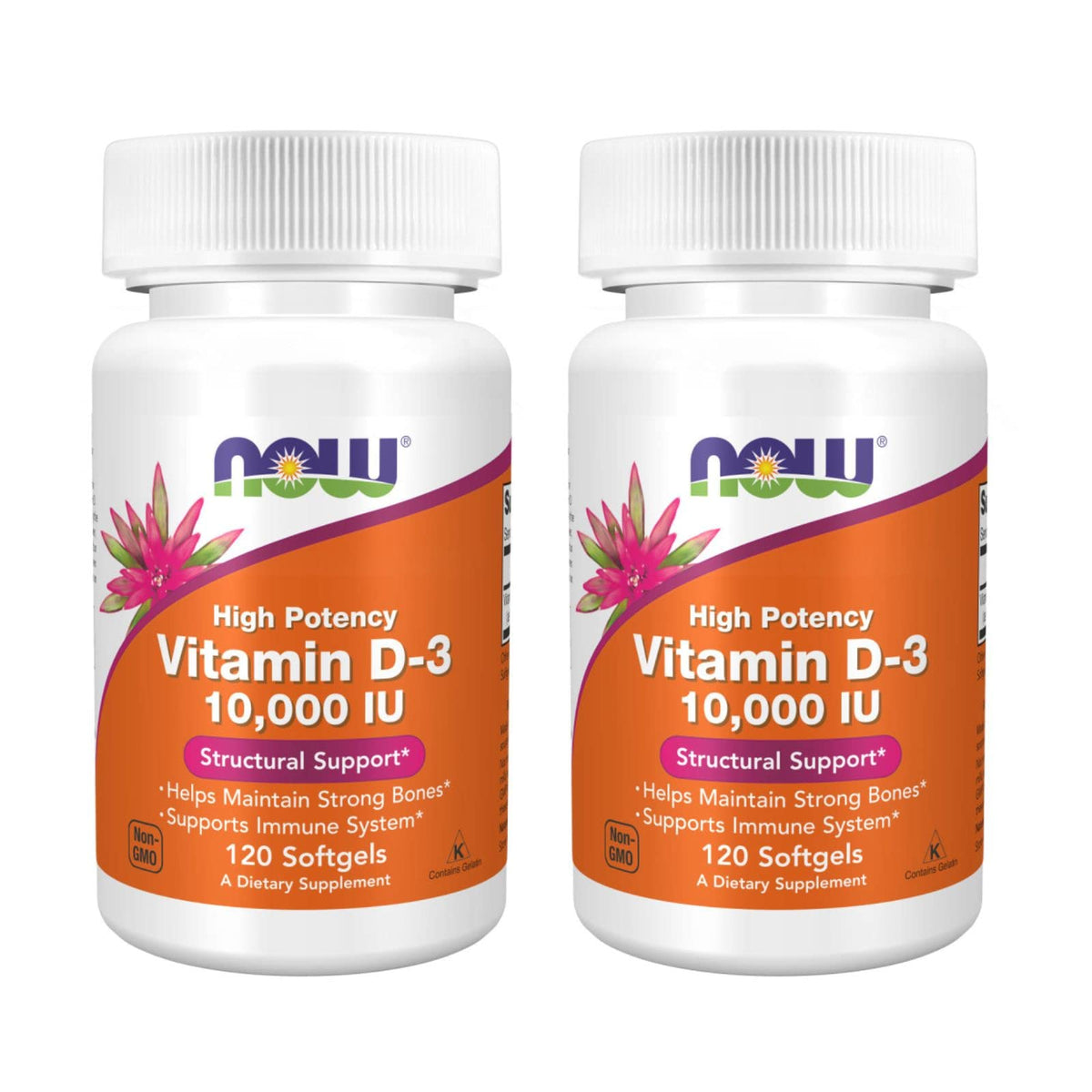 NOW Foods Vitamin D-3 softgels bottle front view