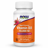 NOW Foods Vitamin D3 10,000 IU softgel bottle front view