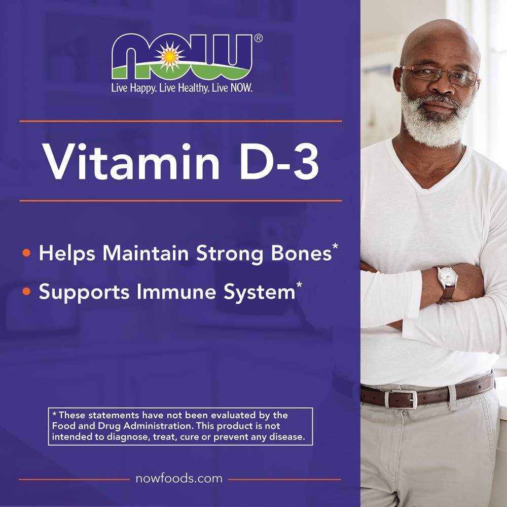 NOW Foods Vitamin D3 5000 IU softgel close-up