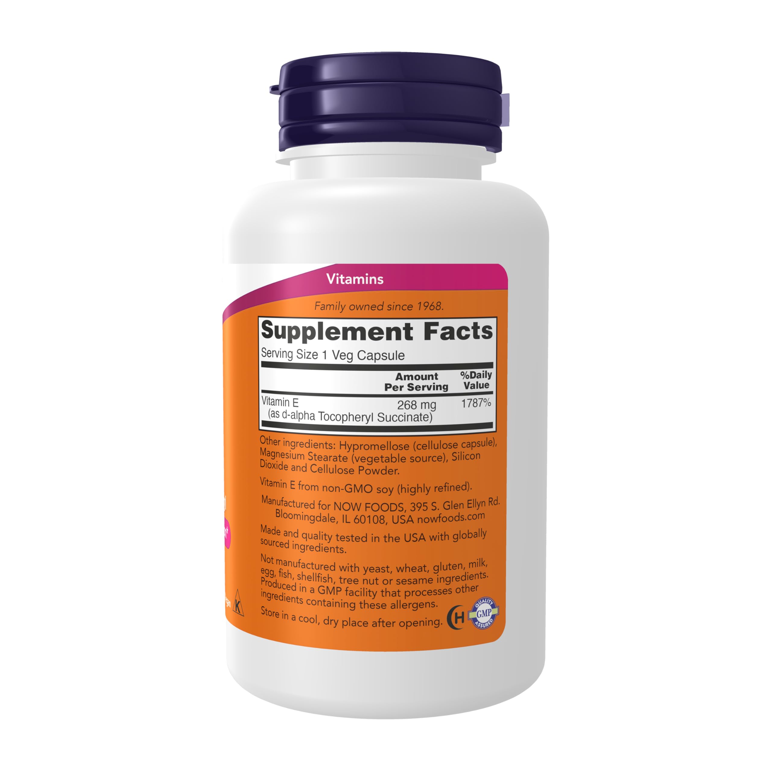 NOW Foods Vitamin E 400 IU packaging and label