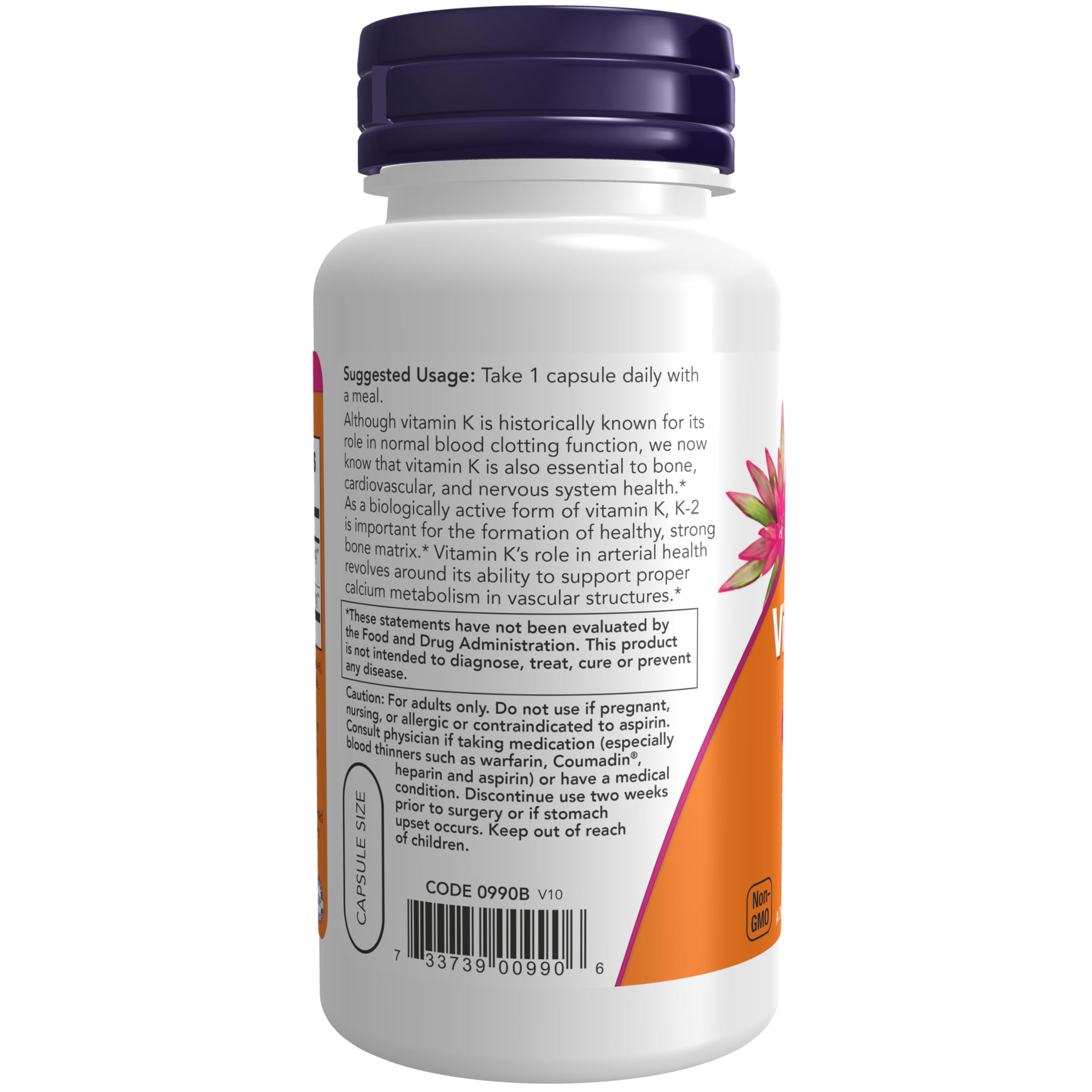 NOW Foods Vitamin K2 3 pack packaging details