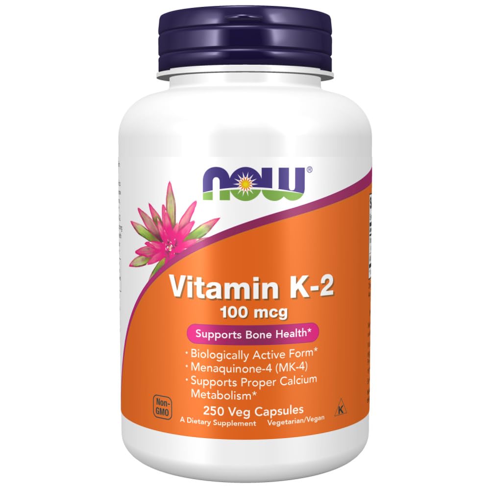 NOW Foods Vitamin K2 Menaquinone-4 100 mcg Veg Capsules front view