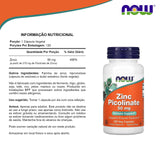 NOW Foods Zinc Picolinate 50mg 120 Capsules packaging