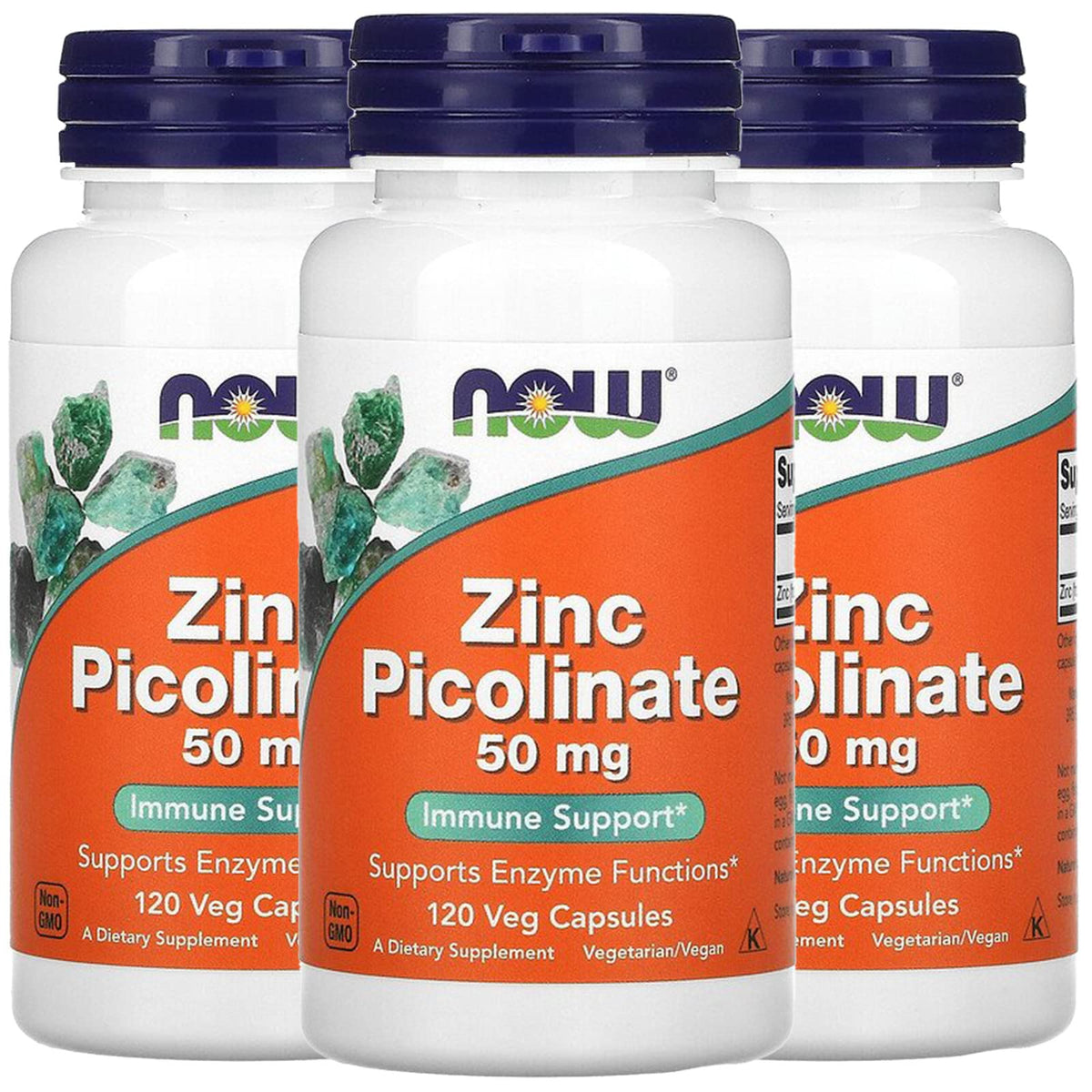 NOW Foods Zinc Picolinate 50mg 120 Veg Capsules front view