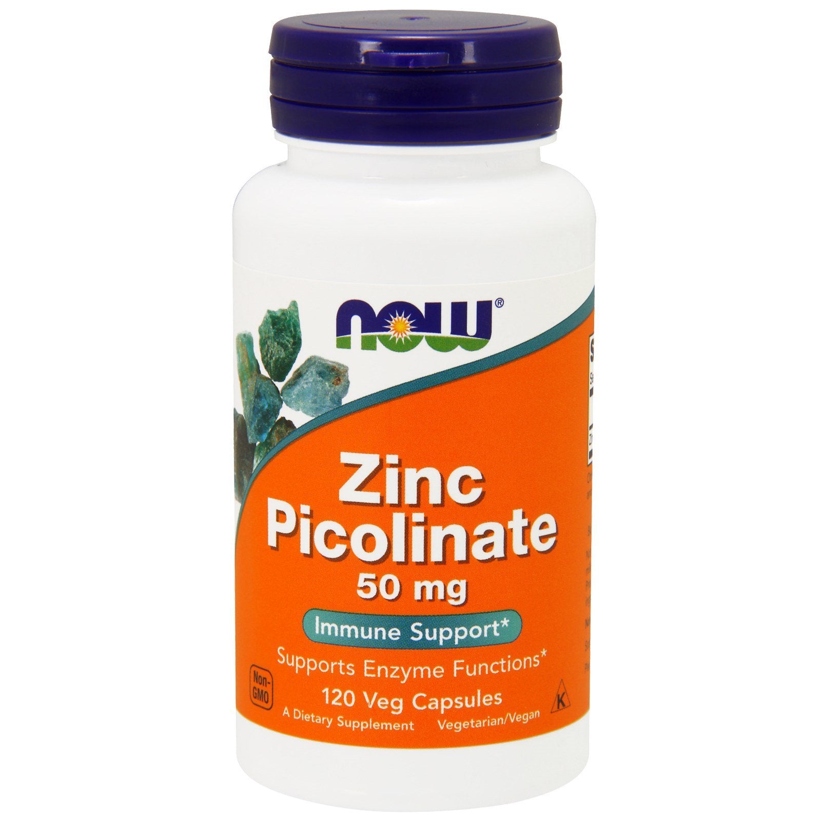 NOW Foods Zinc Picolinate 50mg 120 Veg Capsules side view