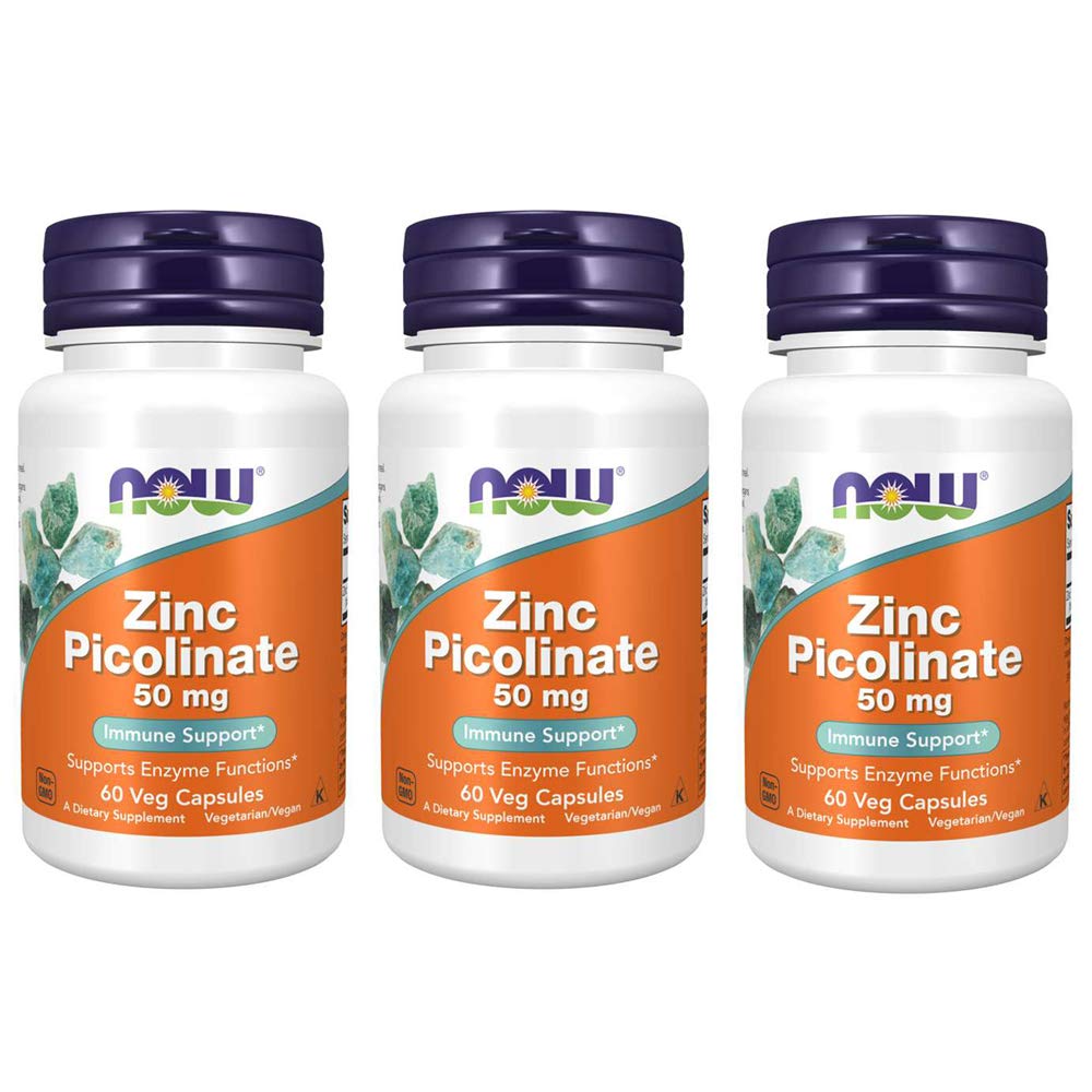 NOW Foods Zinc Picolinate 50mg 60 Capsules front view