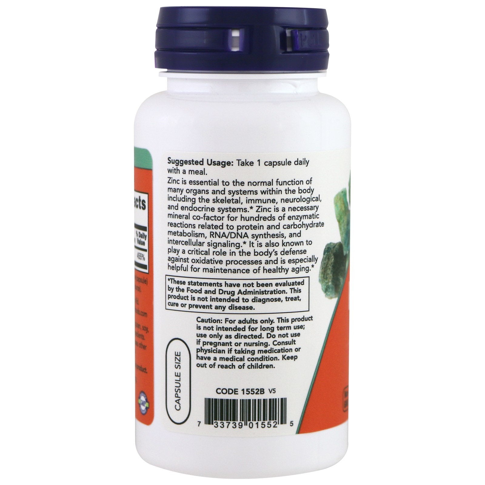 NOW Foods Zinc Picolinate 50mg capsule close-up