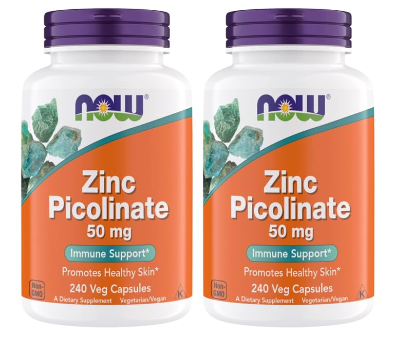NOW Foods Zinc Picolinate 50mg Capsules front view