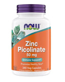 NOW Foods Zinc Picolinate 50mg supplement front view