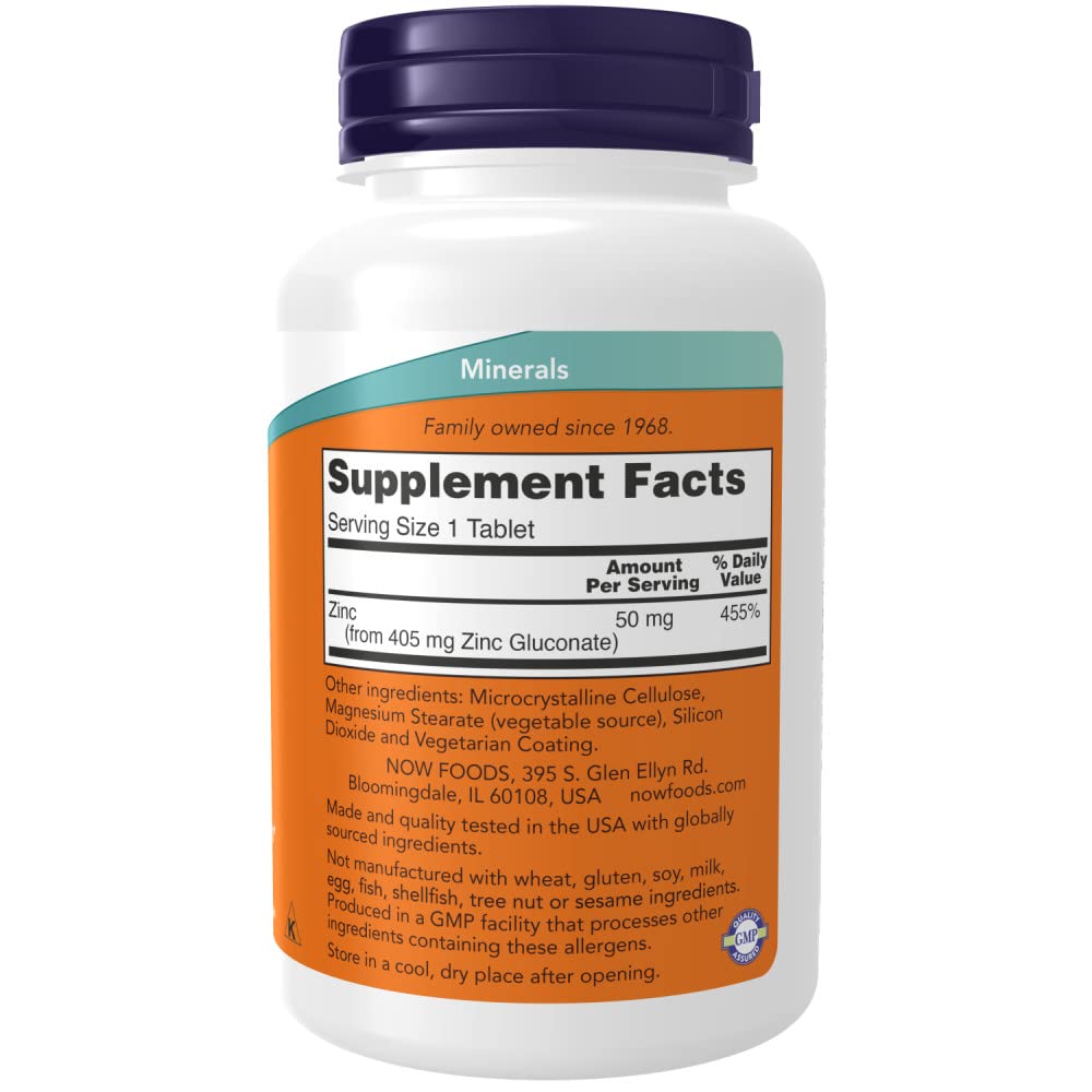 NOW Foods Zinc Supplement 172g back view