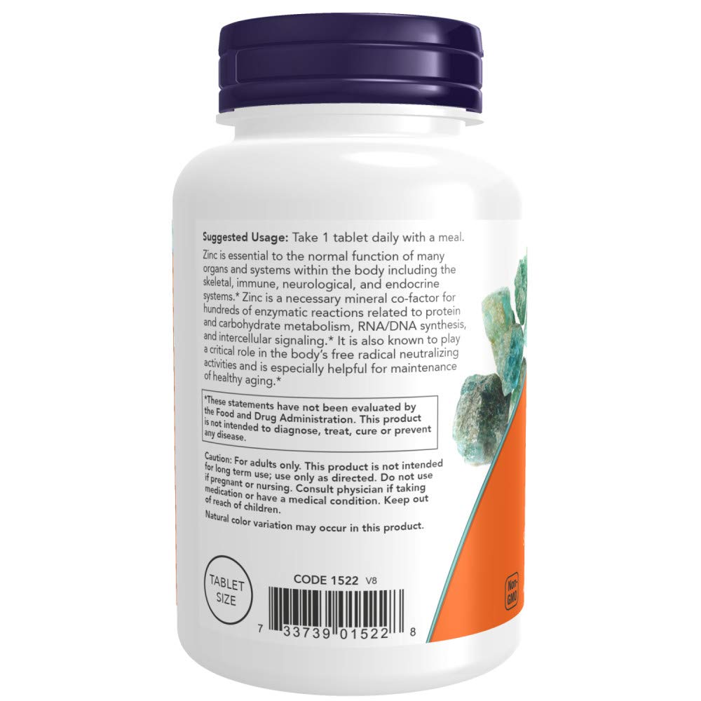 NOW Foods Zinc Supplement 172g side view