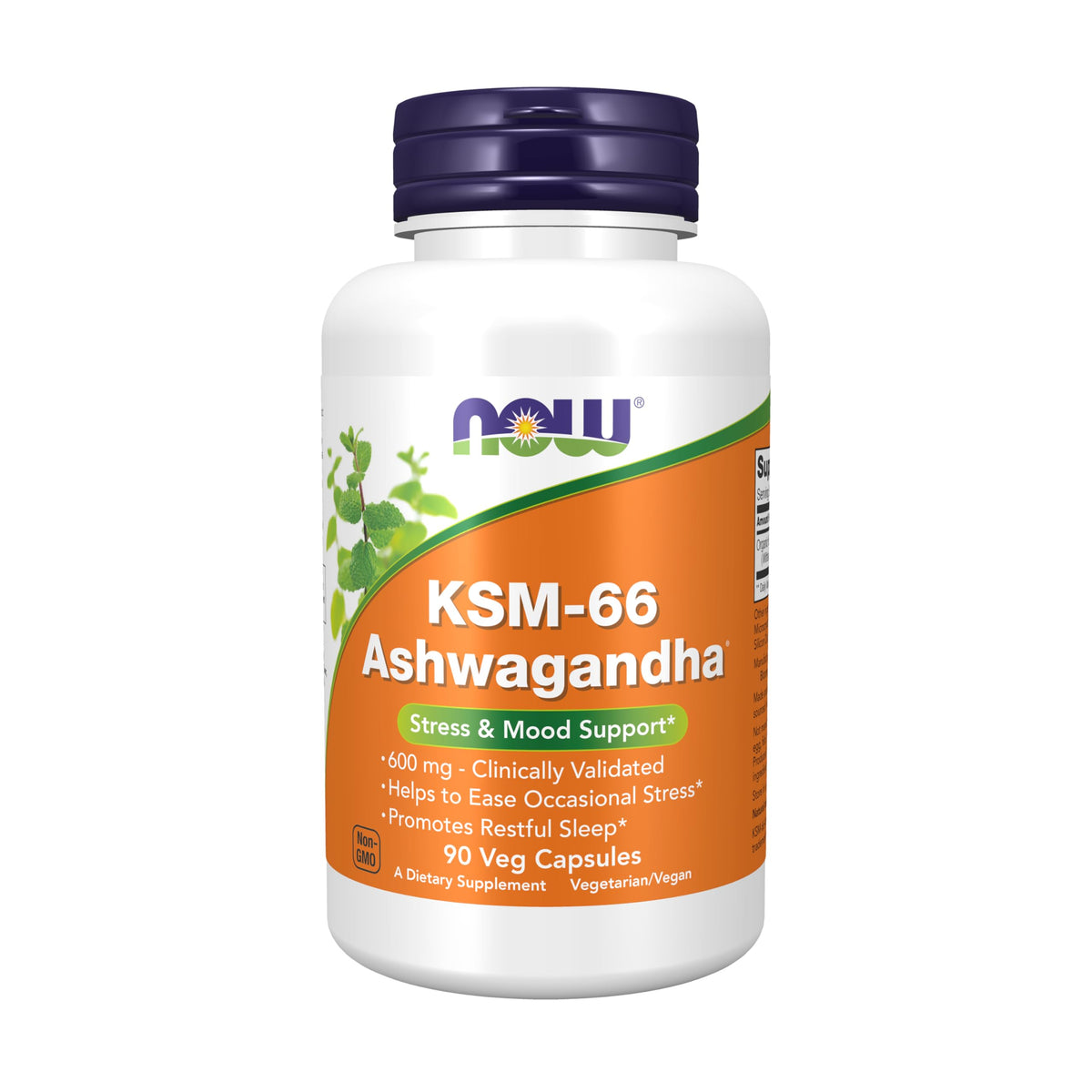 NOW KSM-66 Ashwagandha 90 Veg Caps front view
