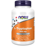 NOW L-Tryptophan 500 mg 120 Veg Capsules front view