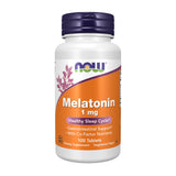 NOW Melatonin 1 mg tablets front view in packaging