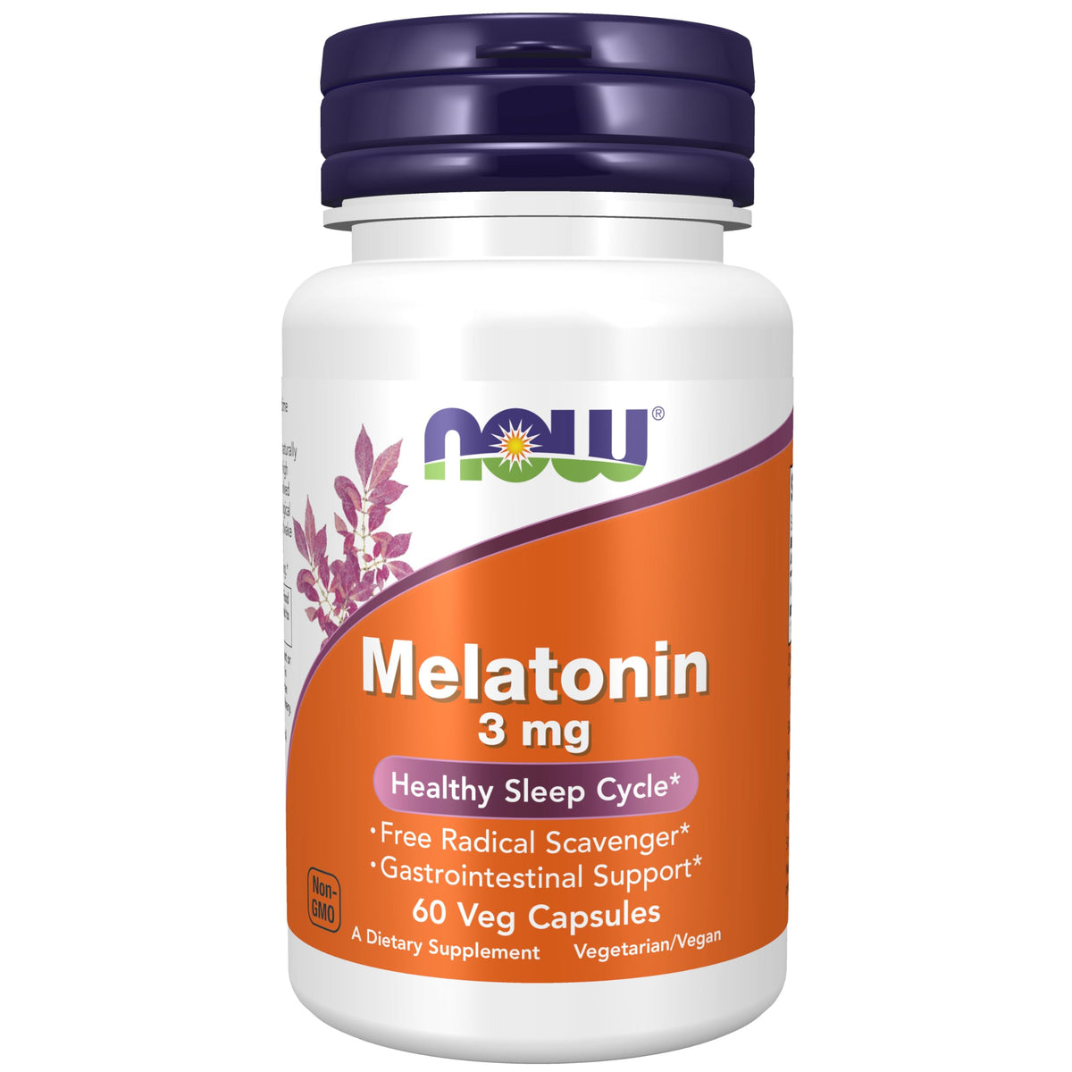 NOW Melatonin 3 mg 60 Veg Capsules front view