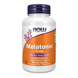 NOW Melatonin 5 mg capsules front view, 180 count